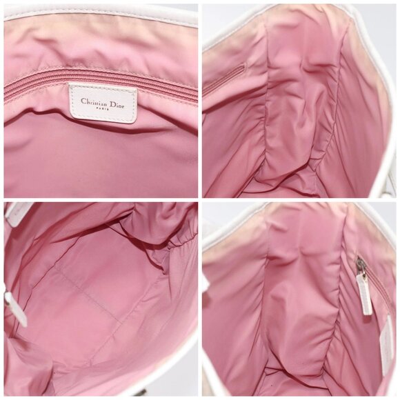 Christian Dior Trotter Canvas Tote Bag Pink Silver Auth - Picture 14 of 15